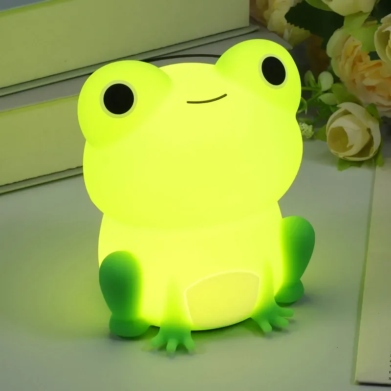 Rechargeable Frog Night Lamp - Color Changeable Silicone Soft Bedside Nursery Light Home Interior Decoration