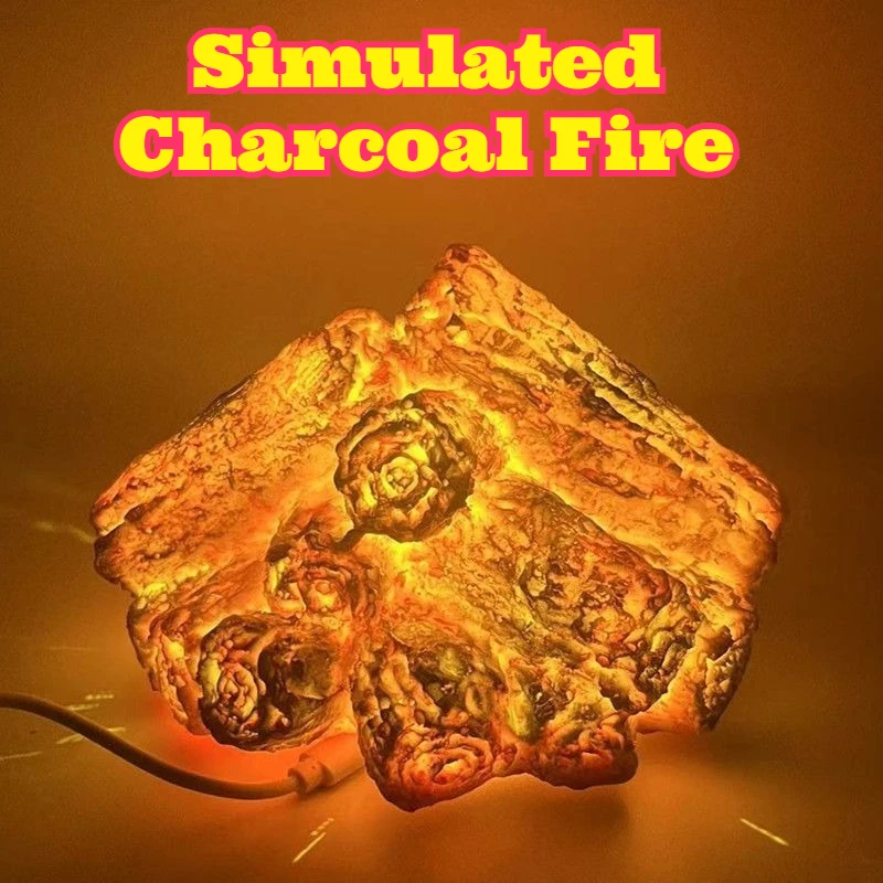 Simulated Charcoal Electronic Flame Light Rechargeable Fire Pit Festive Decoration Housewarming New Home Bar Restaurant Wedding