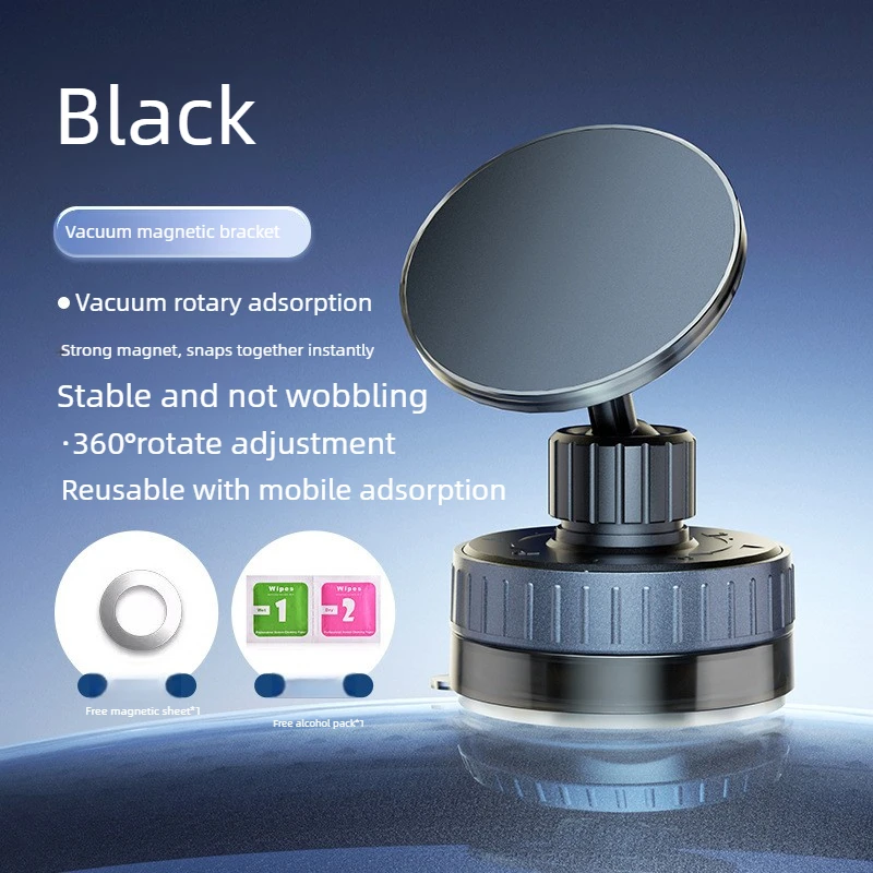 Magnetic Vacuum Suction Car Phone Holder Foldable 360° Adjustable Aluminum Alloy Mount for All Smartphones