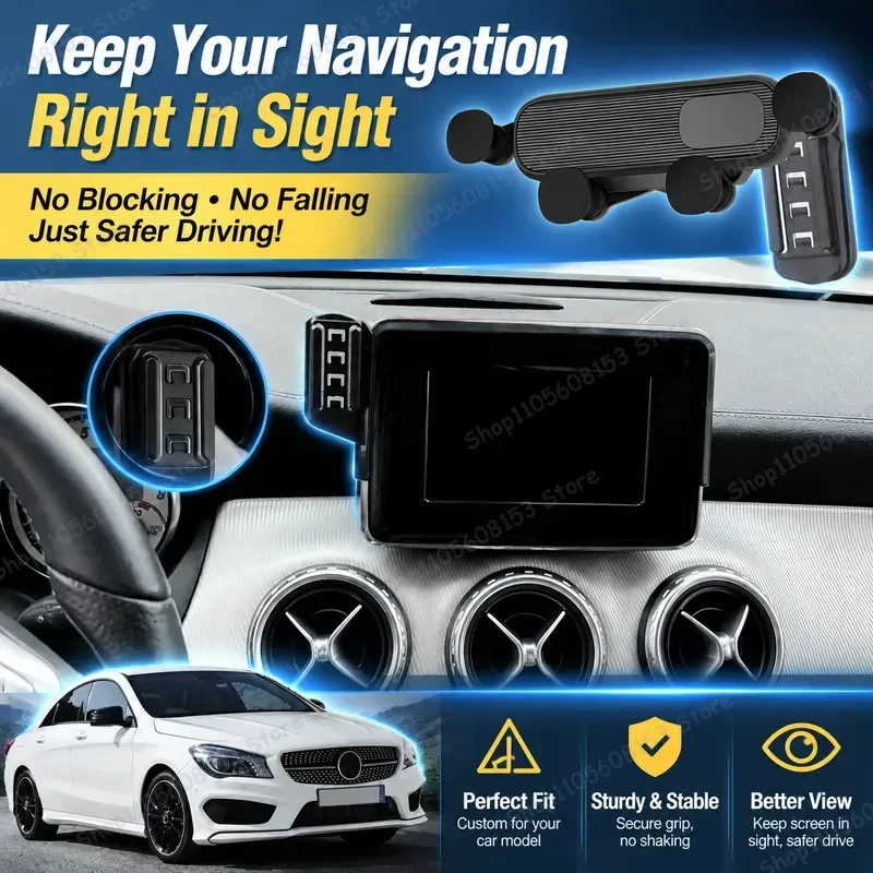 For Mercedes-Benz CLA 2013 2014 2015 For Smartphone Holder Mount Adjustable Clip On Dashboard Vent Car Mount No Shake Stable
