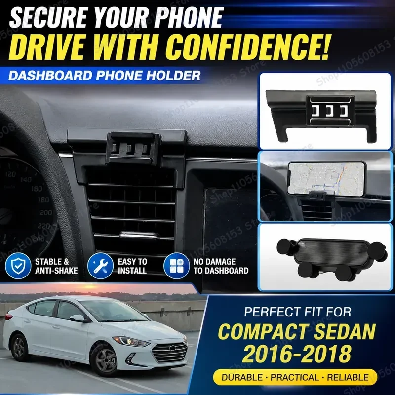 For Hyundai Elantra 2016 2017 2018 Car Phone Mount for Navigation GPS Smartphone Holder Adjustable Dashboard Vent Clip Stand