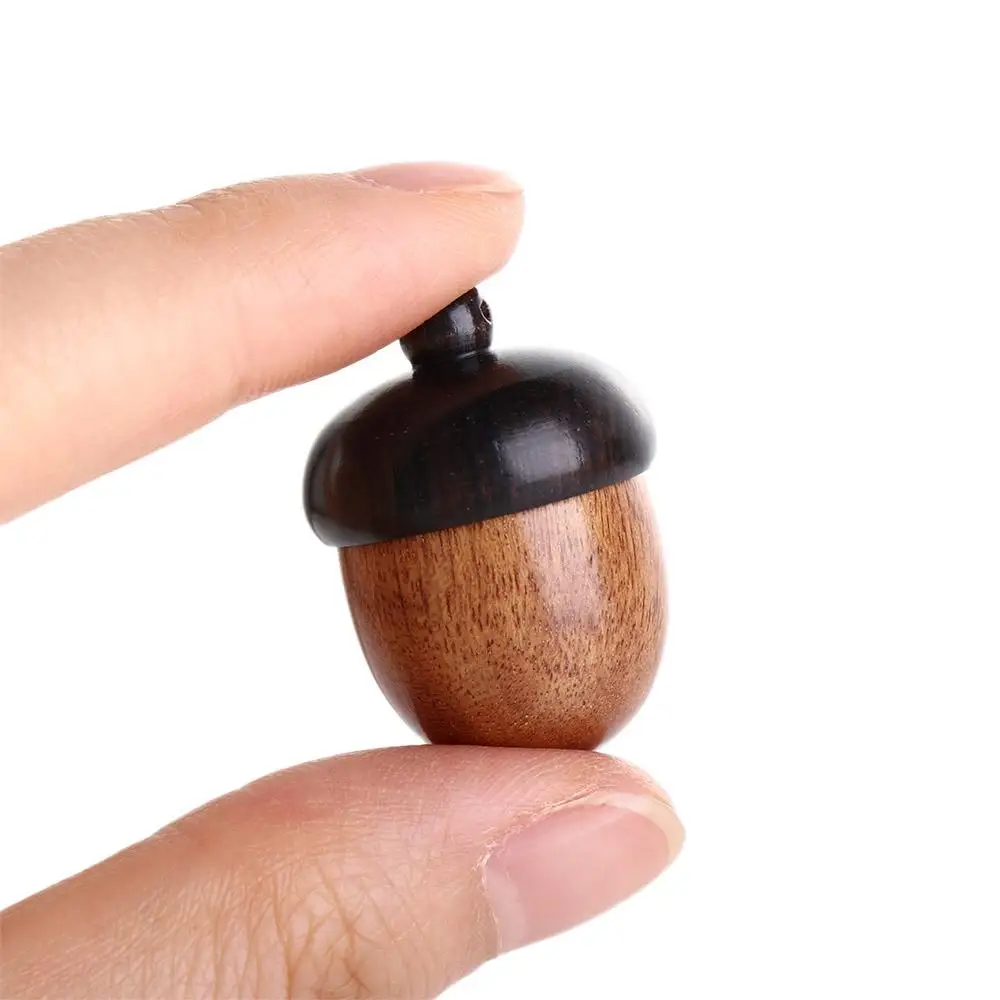 Portable Pill Tablet Container Sandalwood Acorn Shape Capsules Organizer Travel Pill Case Granule Storage Box Wooden Pill Box