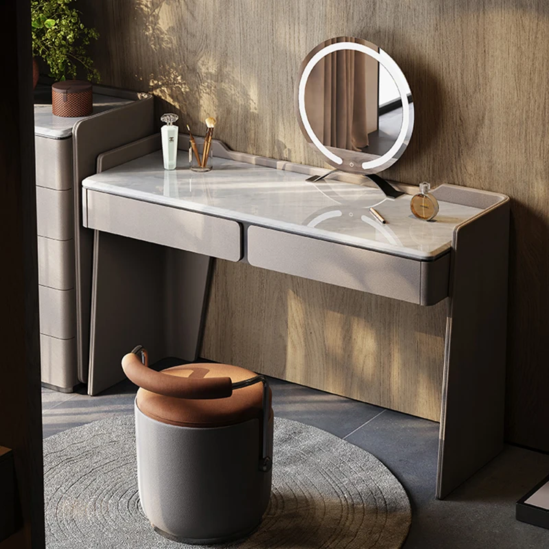 European Luxury Dressing Table European Girls Light Makeup Dressing Table Drawer Bedroom Mini Tocador Maquillaje Furniture