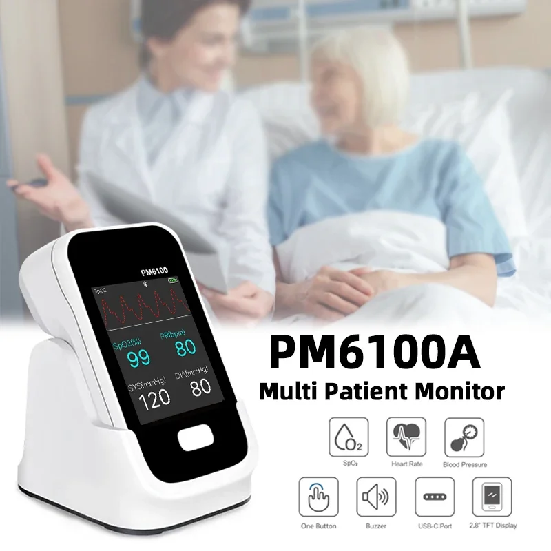Berry Portable Vital Signs Monitor Wireless 4-Parameter with Free App and Accessories Li-Battery Bluetooth Home Care Device