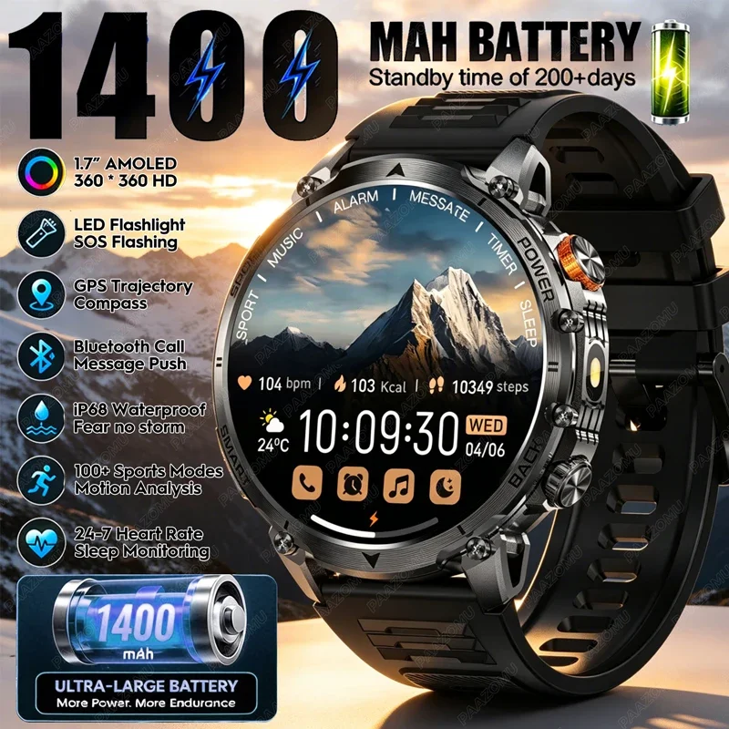 2026 Men Smart Watch 1400mAh Battery 1.7