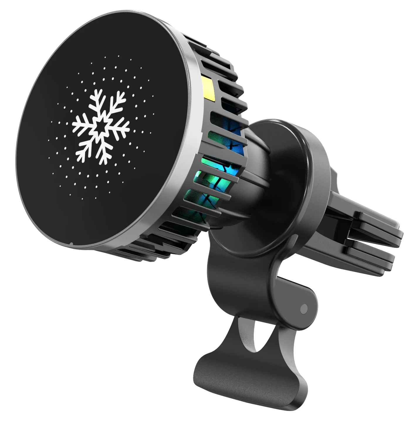 15w Strong Suction Cooling Fan Car Air Vent Charging Magnetic Wireless Car Charger for Smartphone