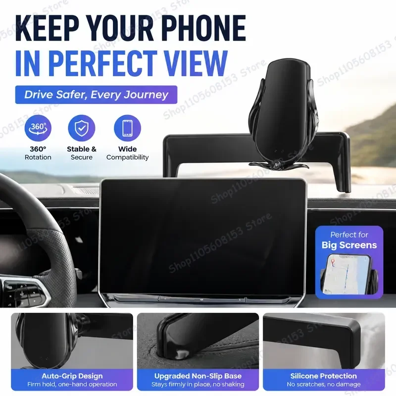 For VW Tiguan Tayron 2024 2025 2026 Car Phone Mount Magnetic Wireless Charger Dashboard Navigation Holder Smart Adjustable