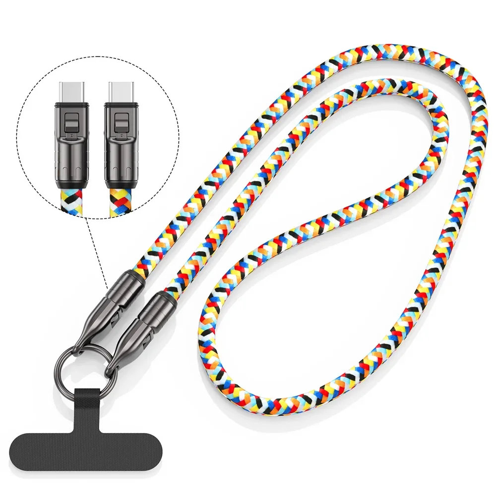 240W USB-C to USB-C Mobile Phone Fast Charging Data Cable Lanyard Type-C Charging Cable for iPhone Samsung Huawei Macbook Xiaomi