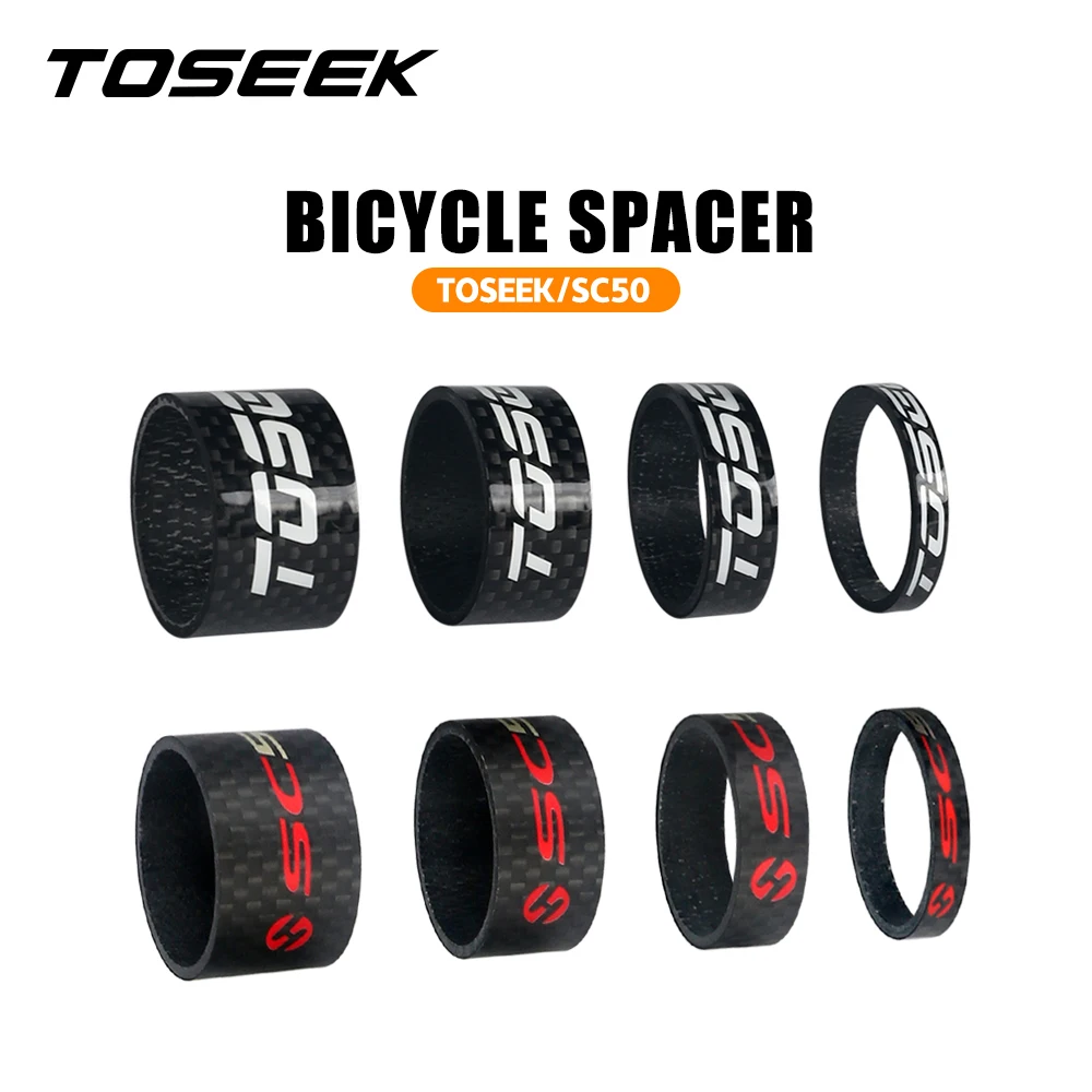 TOSEEK Carbon Fiber Headset Fork Spacers Road Bike Handlebar Washer Ring Front Fork Adjustment Spacer