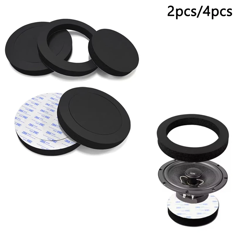 2 /4Pcs 6.5 Inch Car Speaker Ring Bass Door Trim Sound Insulation Cotton Audio Speakers Sound Self Adhesive Insulation Ring