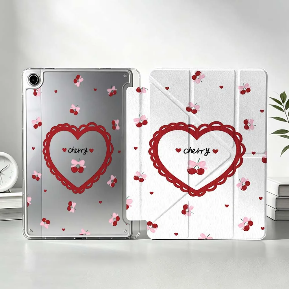 Luxurious Cherry Pattern Soft For Samsung Galaxy Tab S11 S10 S9 S8 S7 S6 A11 A10 A9 FE Plus Lite Foldable 3Y Tablet Case