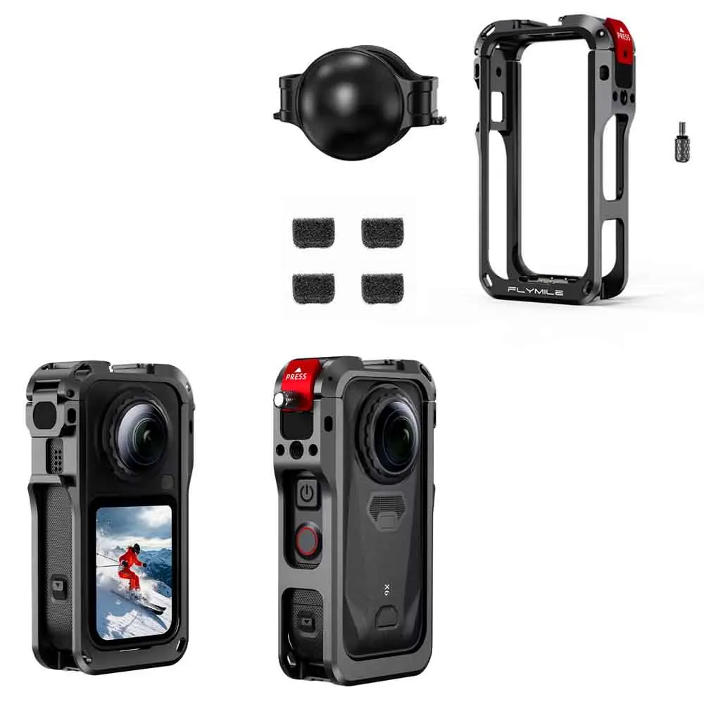 Aluminum Alloy Protective Case for Insta360 X6 Camera Drop Resistant Frame with Lens Protective Cover Action Camera Accessory