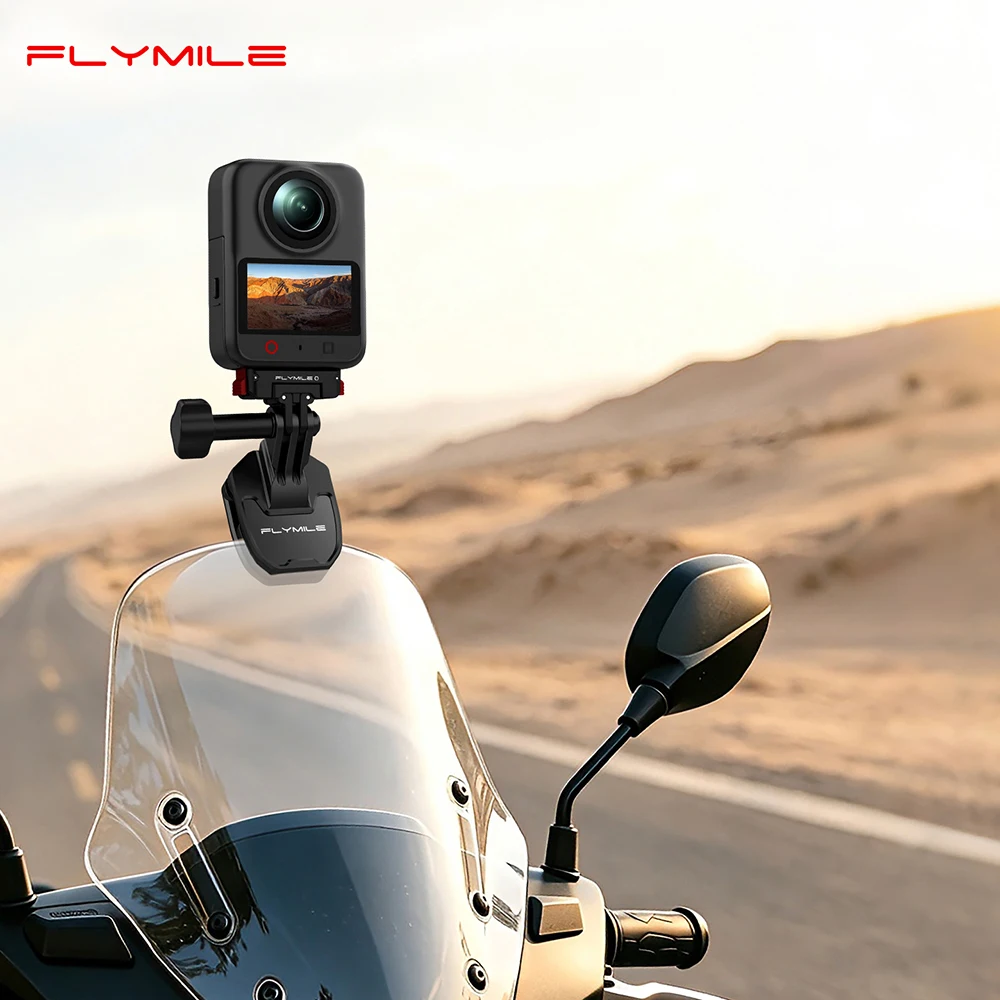 Flymile Camera Motorcycle Windshield Clamp Mount Holder for DJI OSMO 360 II/Action 6/Action 5/Insta360 X6/Ace Pro Accessories
