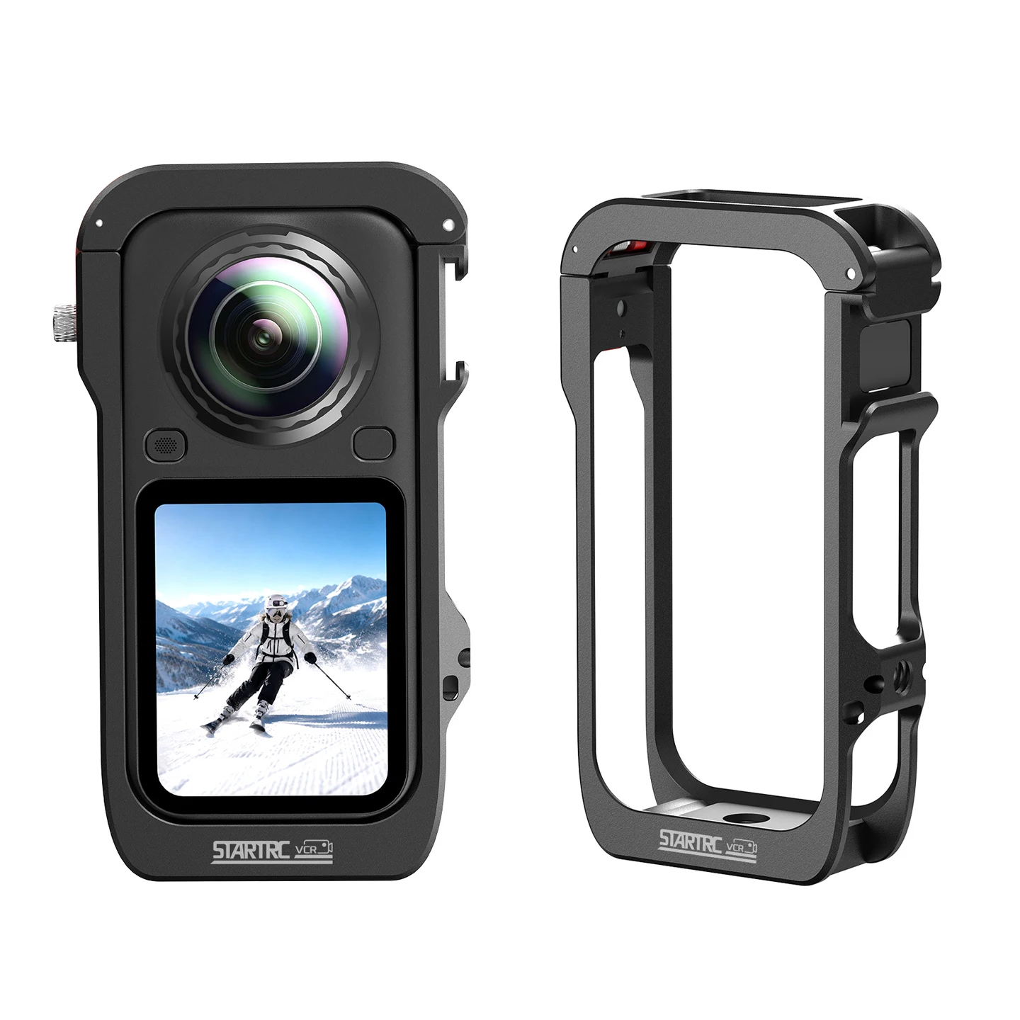 Metal Frame Rabbit Cage Horizontal/Vertical Shooting Protective Case For Insta360 X6 Camera Accessory Cold Shoe 1/4 Screw Port