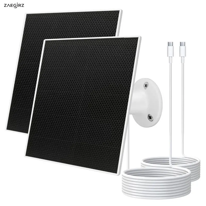 Upgraded ETFE 5V Solar Panel Charger 2m/6.5Ft Type-C Charging Cable Non-stop Charging for Outdoors Rechargeable Security Camera