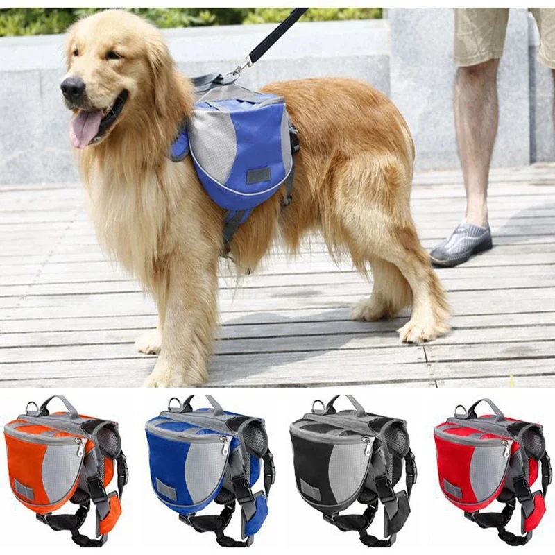 dog suppliesPet Outdoor Backpack Large Dog Reflective Adjustable Saddle Bag Harness Carrier for Traveling Hiking Camping Safety