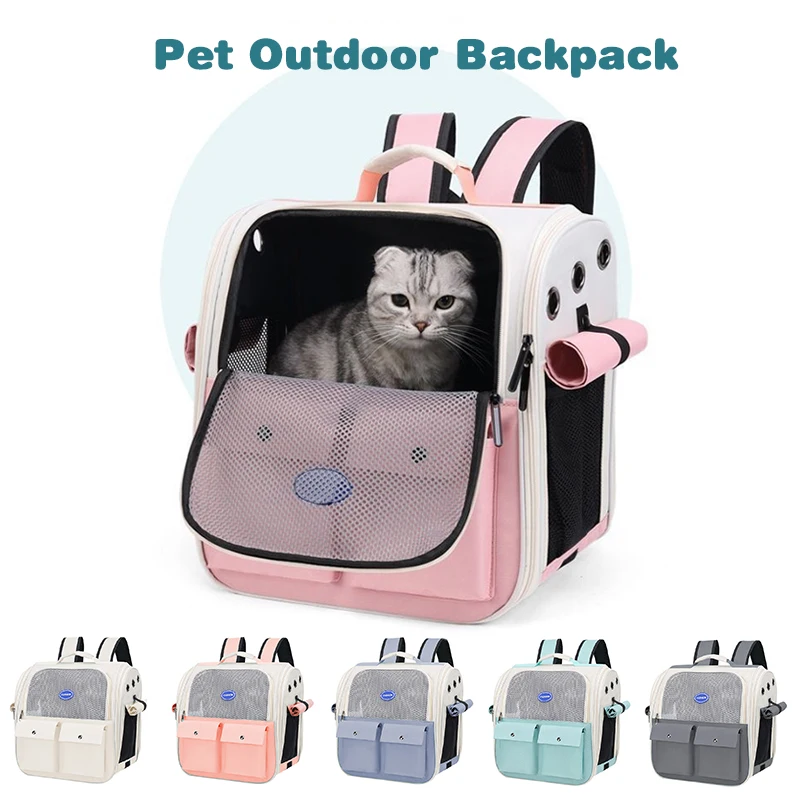 Pet Carrier Backpack for Cats Dogs Large Capacity Breathable Foldable Travel Backpack Adjustable Strap for Outdoor Hiking Travel