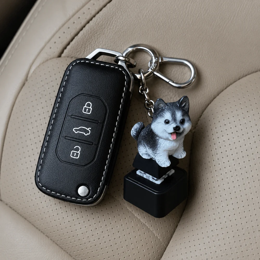 Sounding Glowing Animal Keycap Clicky Car Key Ring Sound Light Key Ring Fun Gadget Pendant Rechargeable Fidget Button Key Chain
