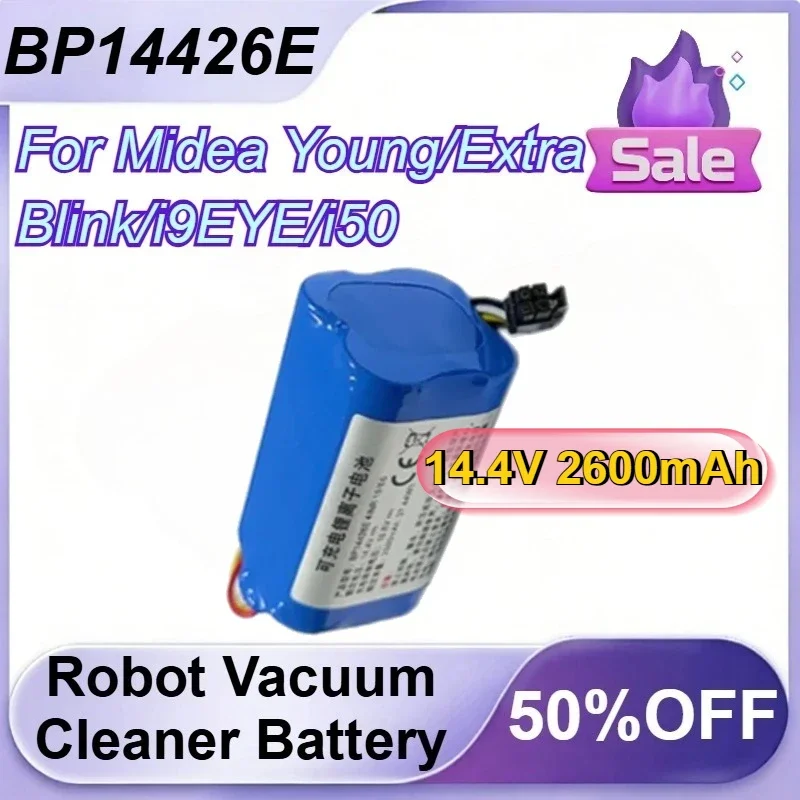 [BP14426E] for Midea Young/Extra/Blink/i9EYE/i50 Robot Vacuum Cleaner Battery 14.4V 2600mAh Rechargeable Li-ion Battery
