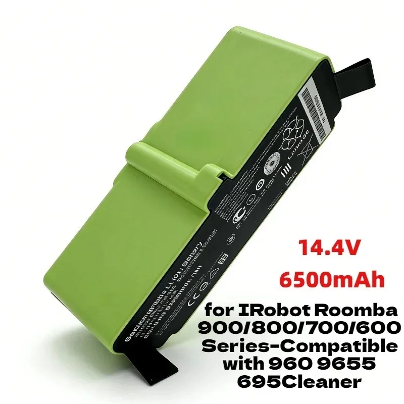 14.4V 6500mAh Li-ion Battery for IRobot Roomba 900/800/700/600 Series–Compatible with 960 9655 695Cleaner Rechargeable Capacity