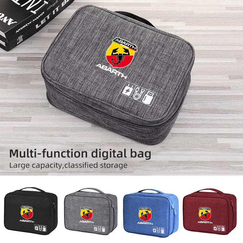 Car Accessories Digital Organizer Waterproof Data Cable Storage Bag For FIAT 500 Grande Punto UNO Tipo Stilo Astra Bravo Panda F