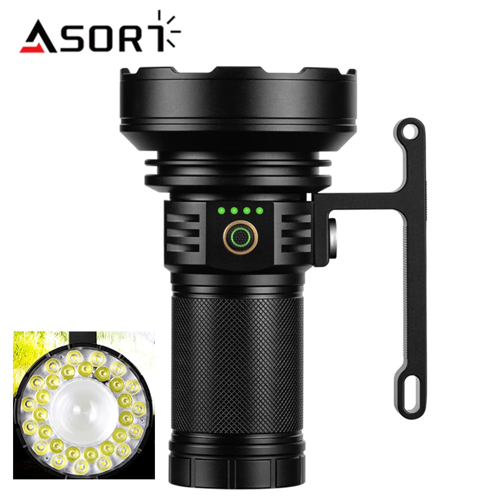 Dual Light Source Hand Lantern 10000 Lumens Ultra Bright Flashlight High Power Searchlight USB Rechargeable For Outdoor Camping