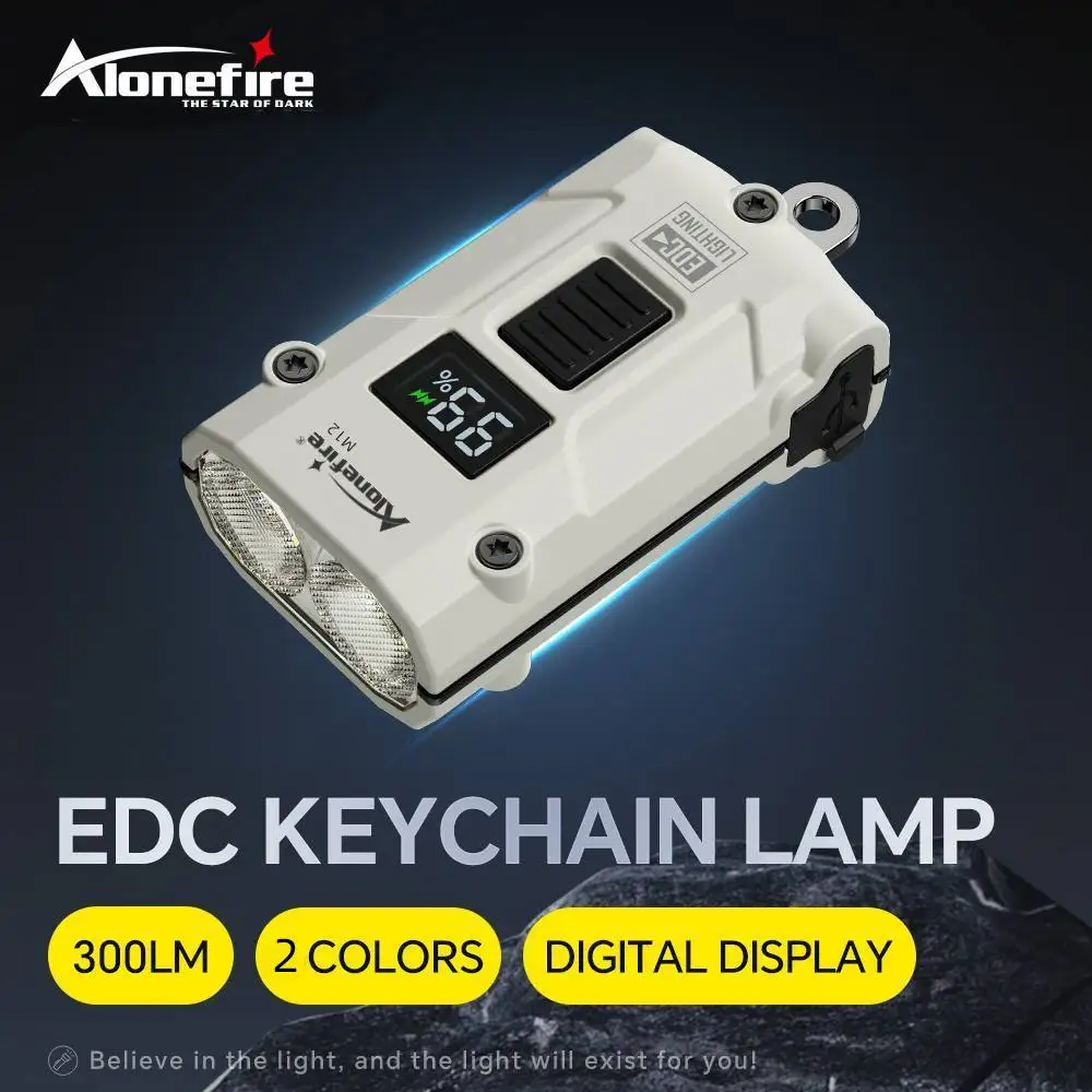 EDC Flashlight Mini LED Keychain Portable Pocket Dual Light 7 Modes Flashlight USB Rechargeable Camping Lamp Fishing Emergency