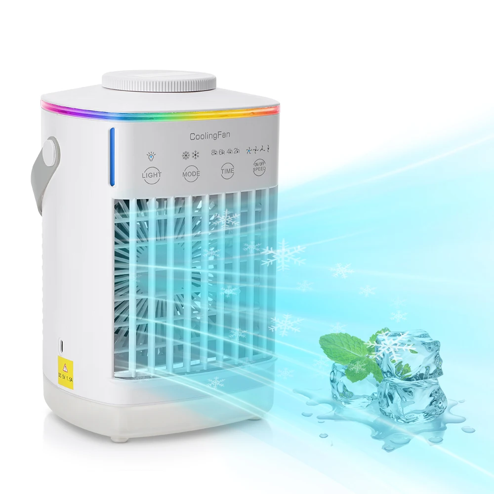 F2 3 In 1 Fan AIr Conditioner Household Small Air Cooler LED Night Light Portable Humidifier Air Adjustment Fan Office Home Fan