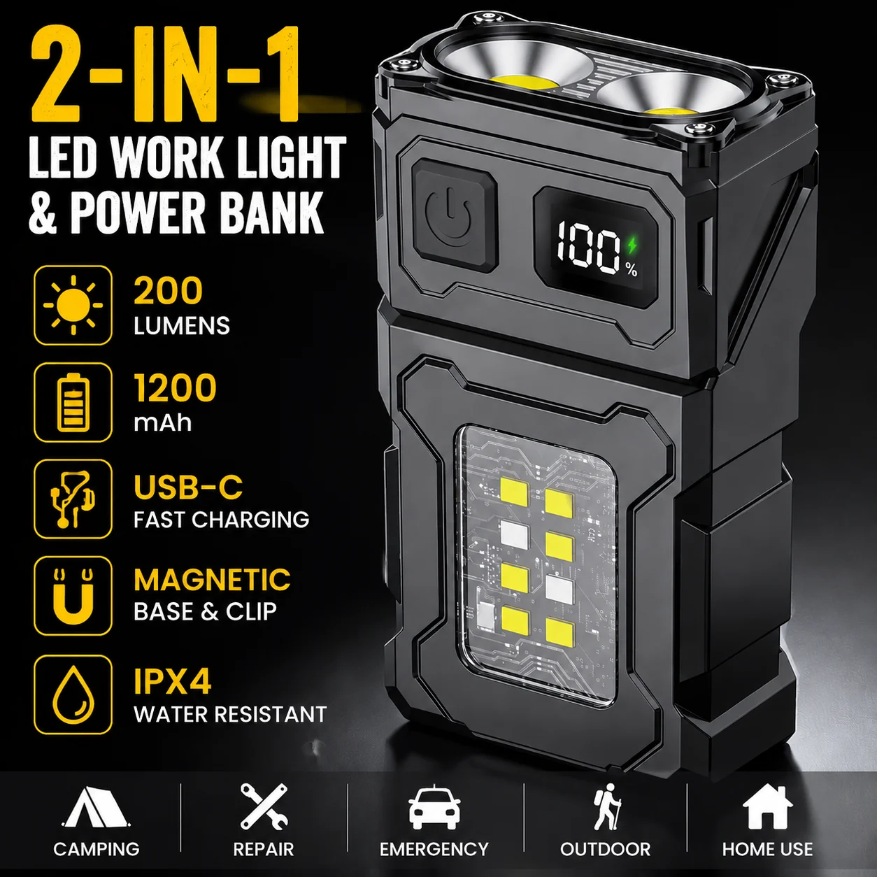 Mini Flashlight Super Bright Outdoor Portable LED Tail Magnet Torch Lamp Camping Hiking Fishing Work Light EDC Emergency Lamp
