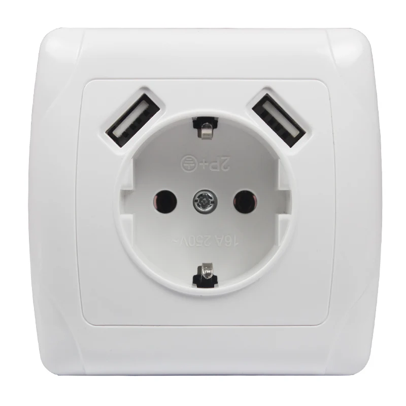 Wall electronic socket 5V2A eu standard power outlet with dual home usb plug charger power socket with usb A7