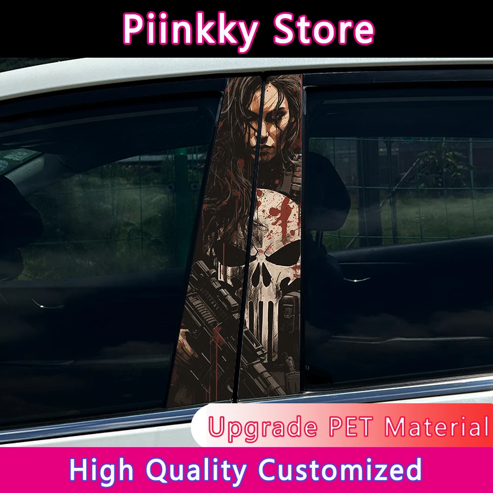 Car Skull Head Stickers Auto B-pillar Car Center Column Decoration Cover Scratches Waterproof PET Decals Cars Accessories