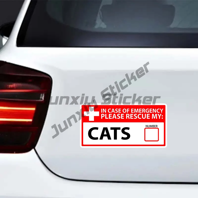 Cat Emergency Pet Rescue Car Sticker Waterproof Decal Bumper Rear Window Laptop Self-adhesive Decal for Car Accessories