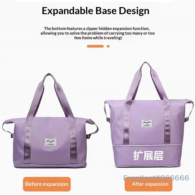 Water Resistant Large Capacity Expanding Travel Bag Portable Luggage Organizer Handbag for Short Trip Makeup Storage