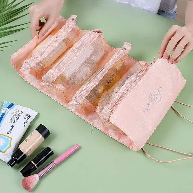 Detachable4 in One Makeup Bag Multifunctional and Minimalist Travel WOMEN'S Foldable Travel Cosmetics Storage and Washing Bag