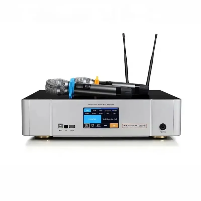 Professional Power Amplifier With Audio Processor & Wireless Microphone for Home Church Party Sound System