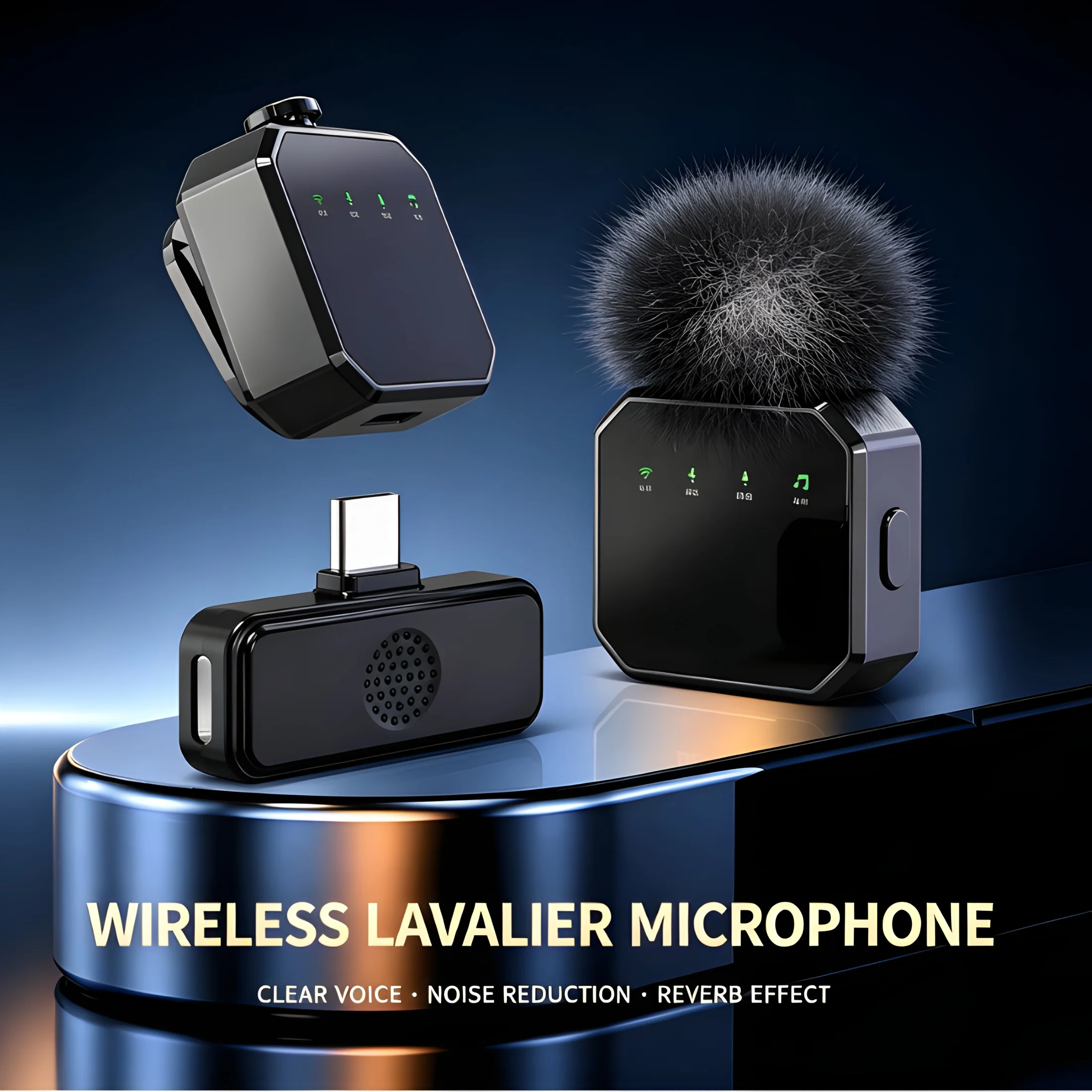 Mini Wireless Lavalier Microphone Clip-on Type-C Noise Reduction for Recording Vlogging Streaming