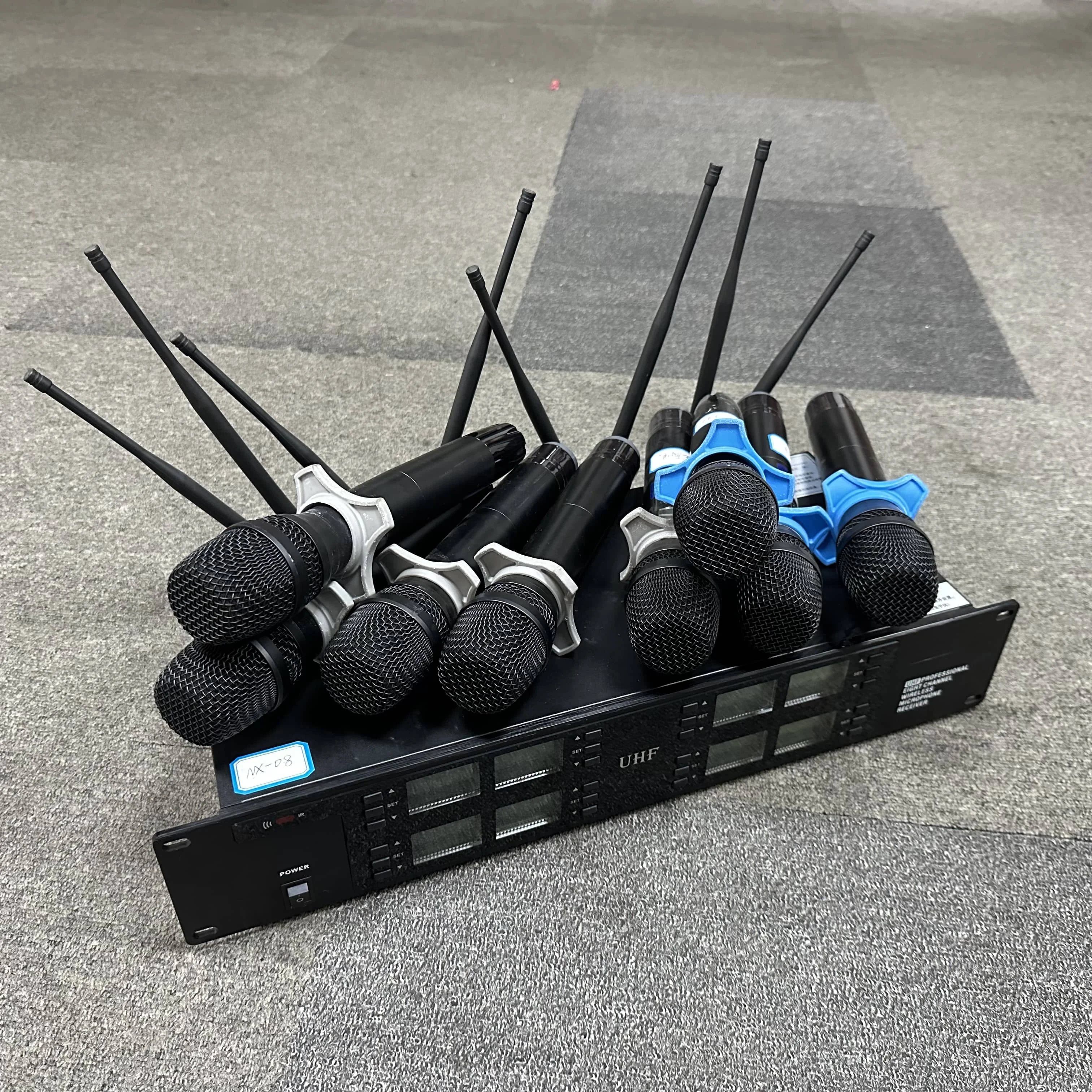 NX-08 UHF 8CH 200m Working Distance Talking Wireless Microphone System With USB For Home/Church/KTV Performance