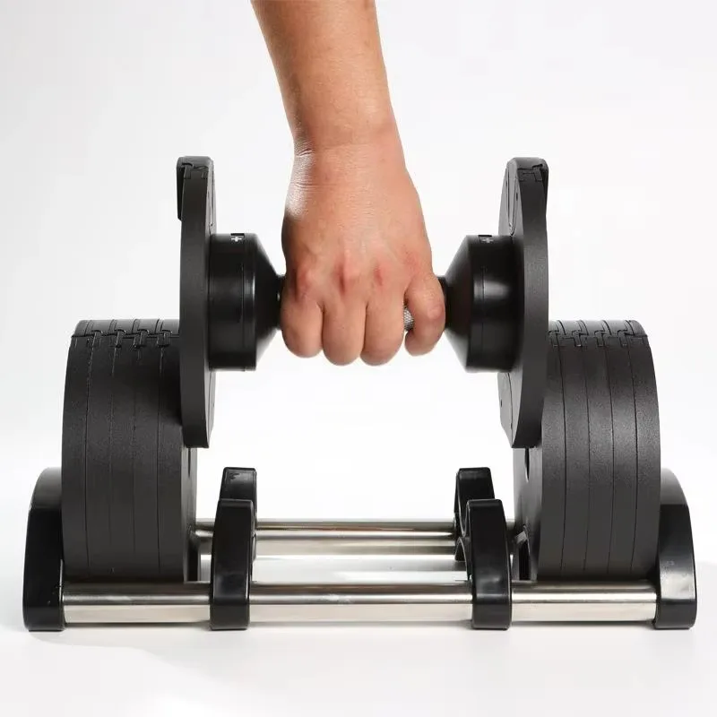 Adjustable Dumbbell Set 24kg Cast Iron Chrome Plated Black Home Use Non-Slip Unisex Fitness Equipment Hot Pick