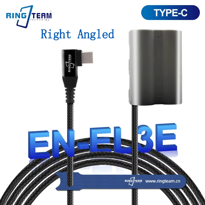 EN-EL3E PD/Type-C Dummy Battery ENEL3E EN EL3E Right Angled USBC for Nikon Camera D50 D80 D70 D90 D300 D70S D100 D300S D200 D700