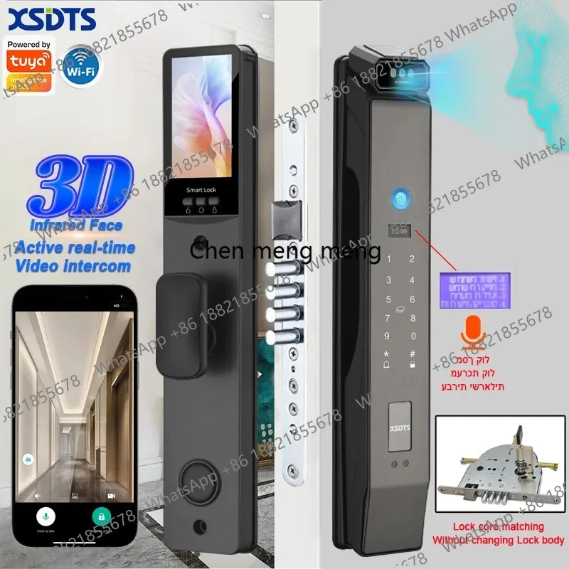 3D Face Real-time Intercom Smart Door Lock Palmar vein Camera Intelligent Fingerprint Password Biometric Electronic Key Unlock