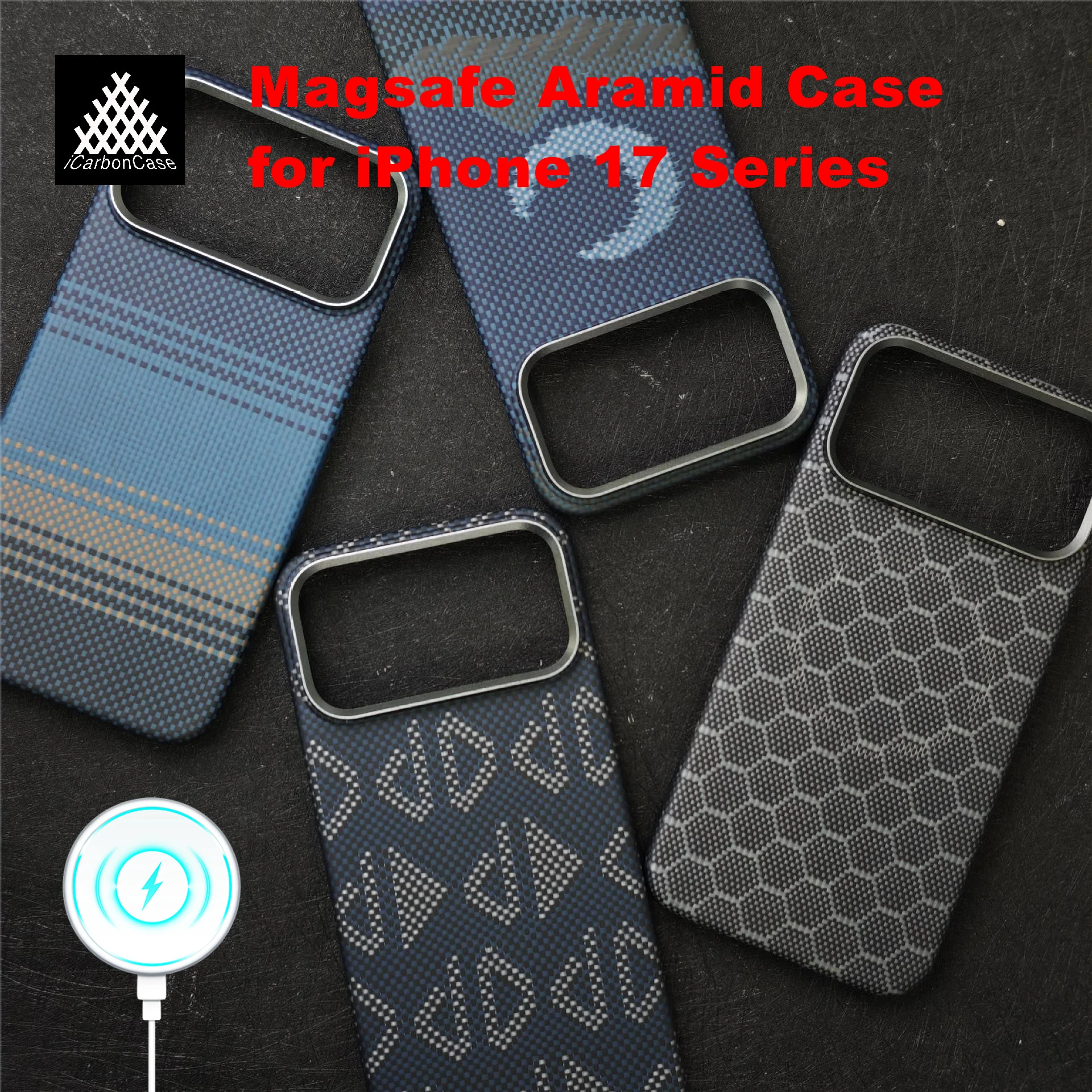 For iPhone 17 Pro Max 17 Air with Magsafe Magnetic Wireless Charging Real Kevlar Aramid Carbon Fiber Ultra thin Protective Case