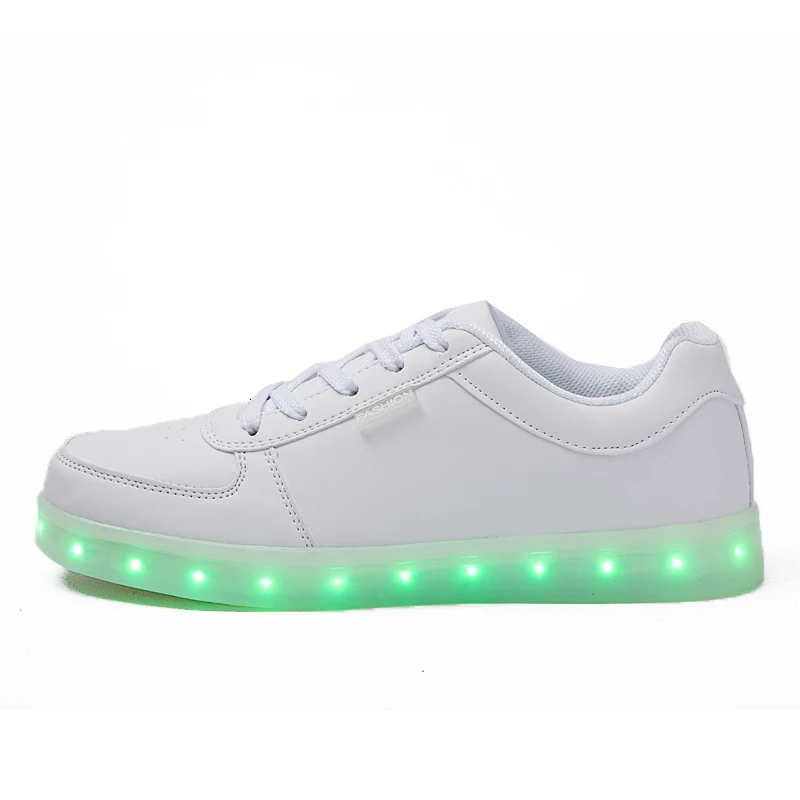 Kids Sneakers Casual Luminous Shoes USB Recharge Light Up Sports Skateboard Shoes Waterproof Leather Boys Girls Shoes with LED