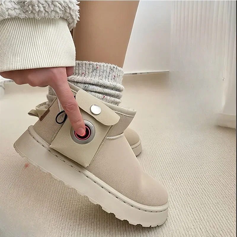 Heated snow boots for women, rechargeable heated electric heating shoes, artifacts, heated warm cotton shoes, wear outside
