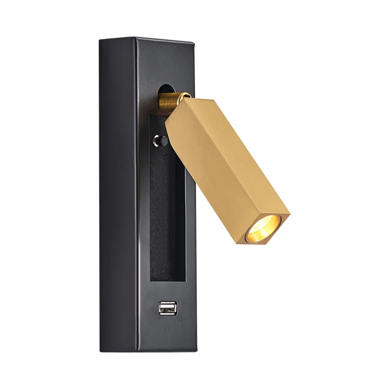 Modern Interior Wall Lamp With Usb Charging Home Bedroom Reading Sconce Hotel Bedside Rotary Spotlight Led Wall Light Fixture