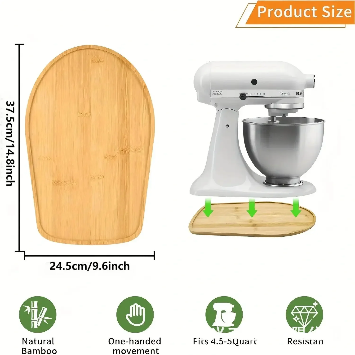 For KitchenAid's Bamboo Mixer Slider, 4.5-5 QT Inclined Head Vertical Mixer, Electrical Sliding Pad, Kitchen Mixer Accessories
