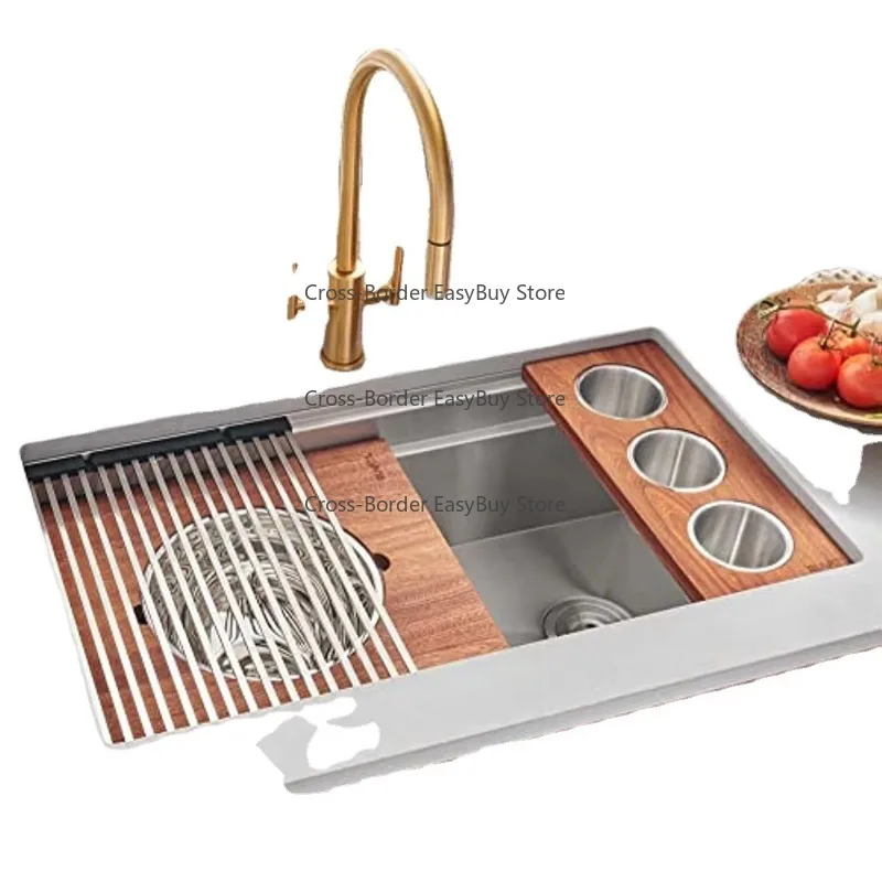 Workstation Slot Kitchen Sink Stainless Steel Under the Counter with All Accessories
