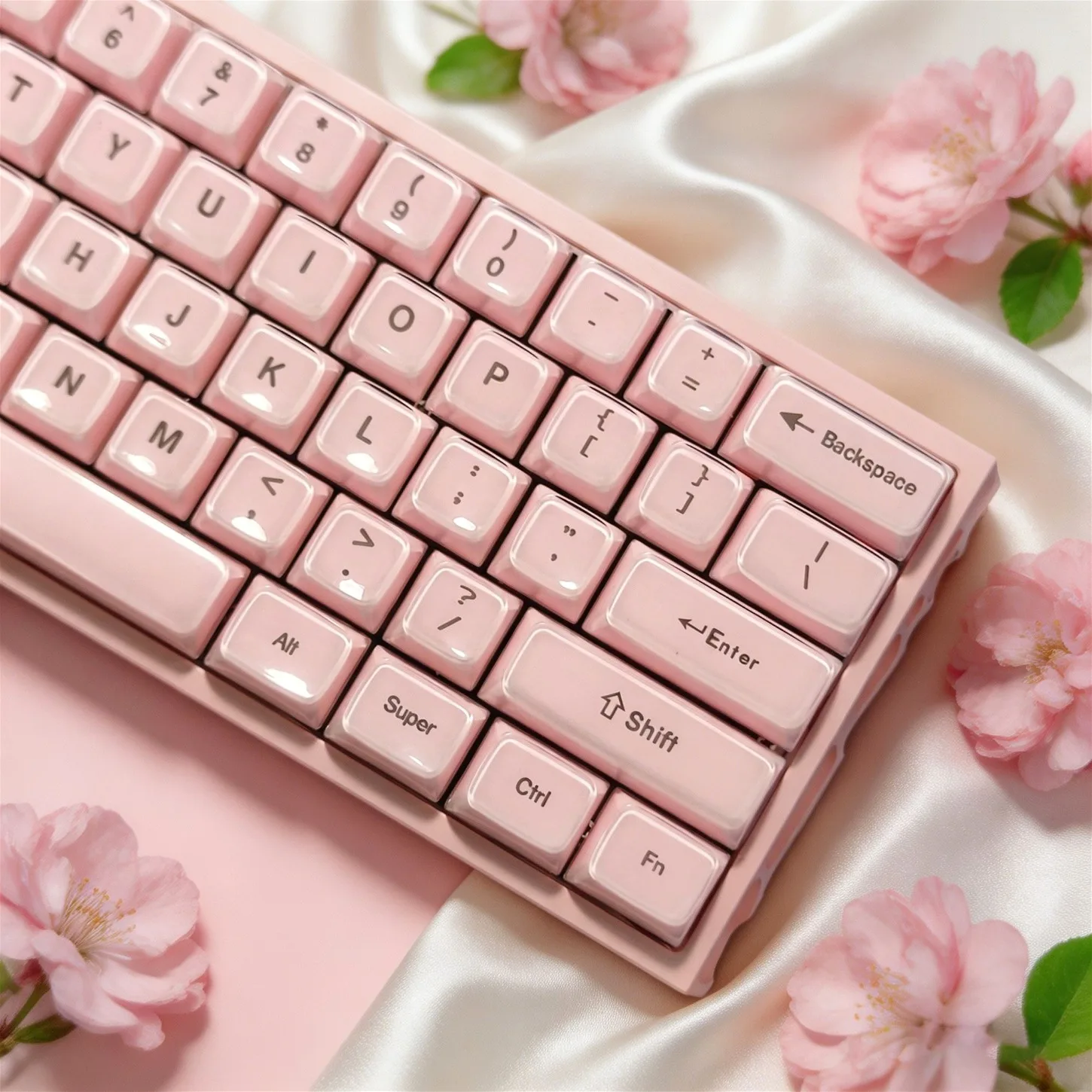Pink Jelly Crystal Keycaps 132 Keys MDA Profile Blue White PBT+PC Full Set Compatible with Wooting Magnetic Switch Keyboard