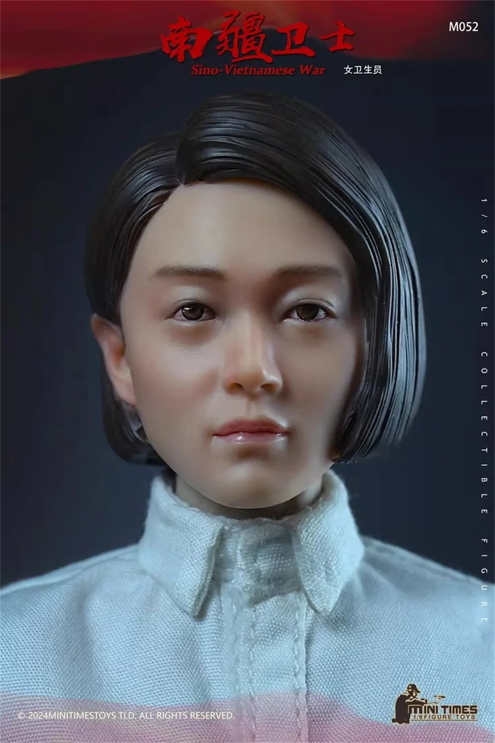 1/6th Minitimes M052 Asia Female Girl Medic Soldier Head Sculpt Carving Helmet White Shirt Caps Toys Model For 12