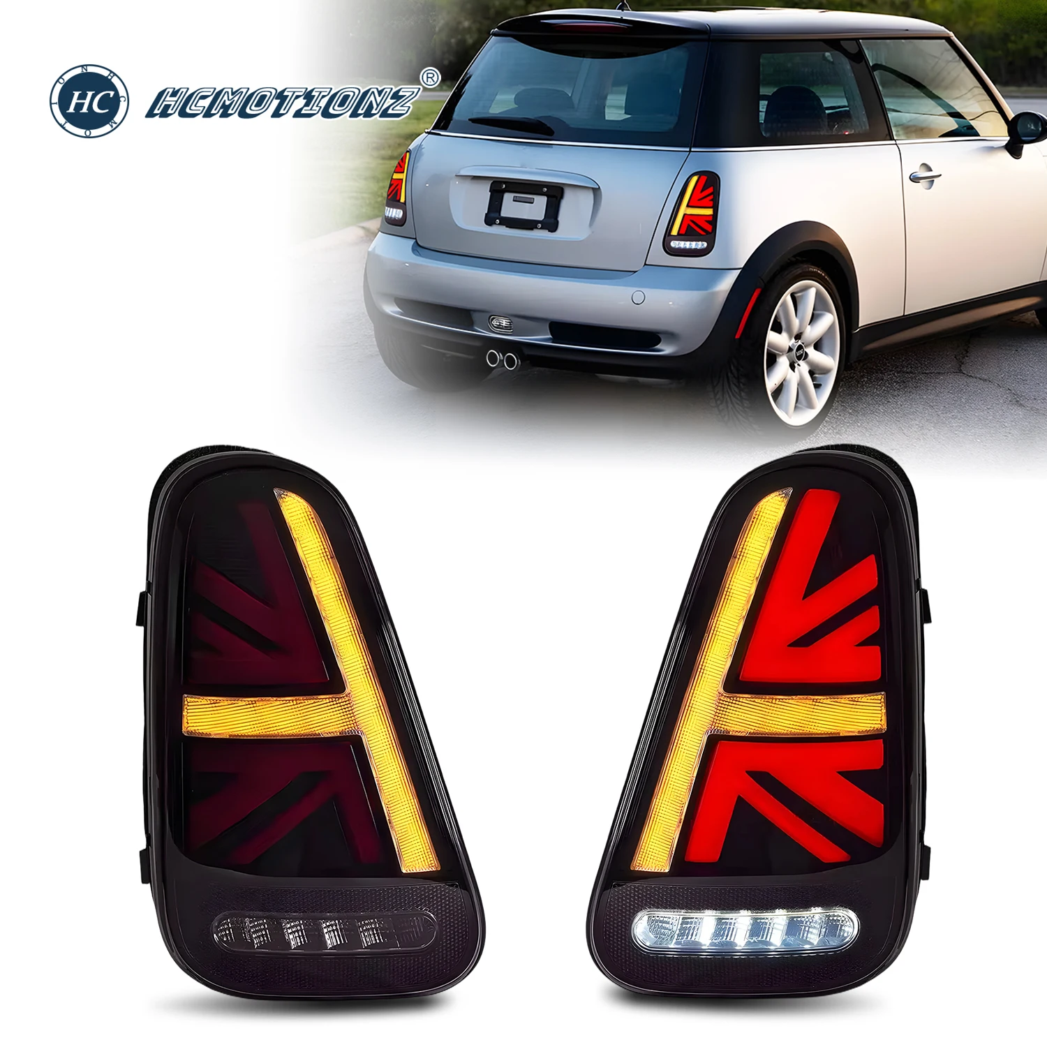 HCMOTIONZ LED Tail Lights for BMW Mini Cooper S 2001-2006 R50 R52 R53 Rear Back Lamps Assembly Smoke Red