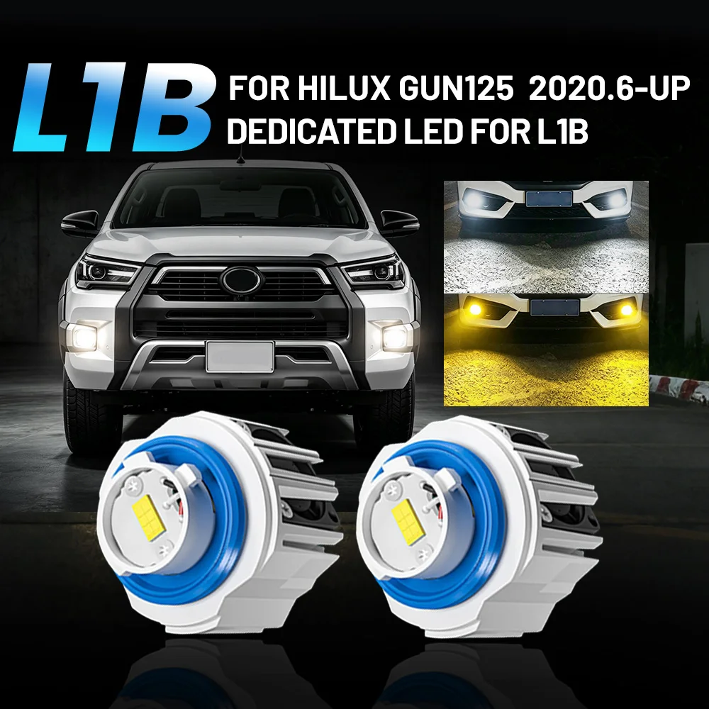 FOR Hilux GUN125 2020.6-UP L1B/LW5B LED Fog Light Cooling Fan Dual White Yellow Beam Offroad Spotlight IP67 Waterproof Car Fog